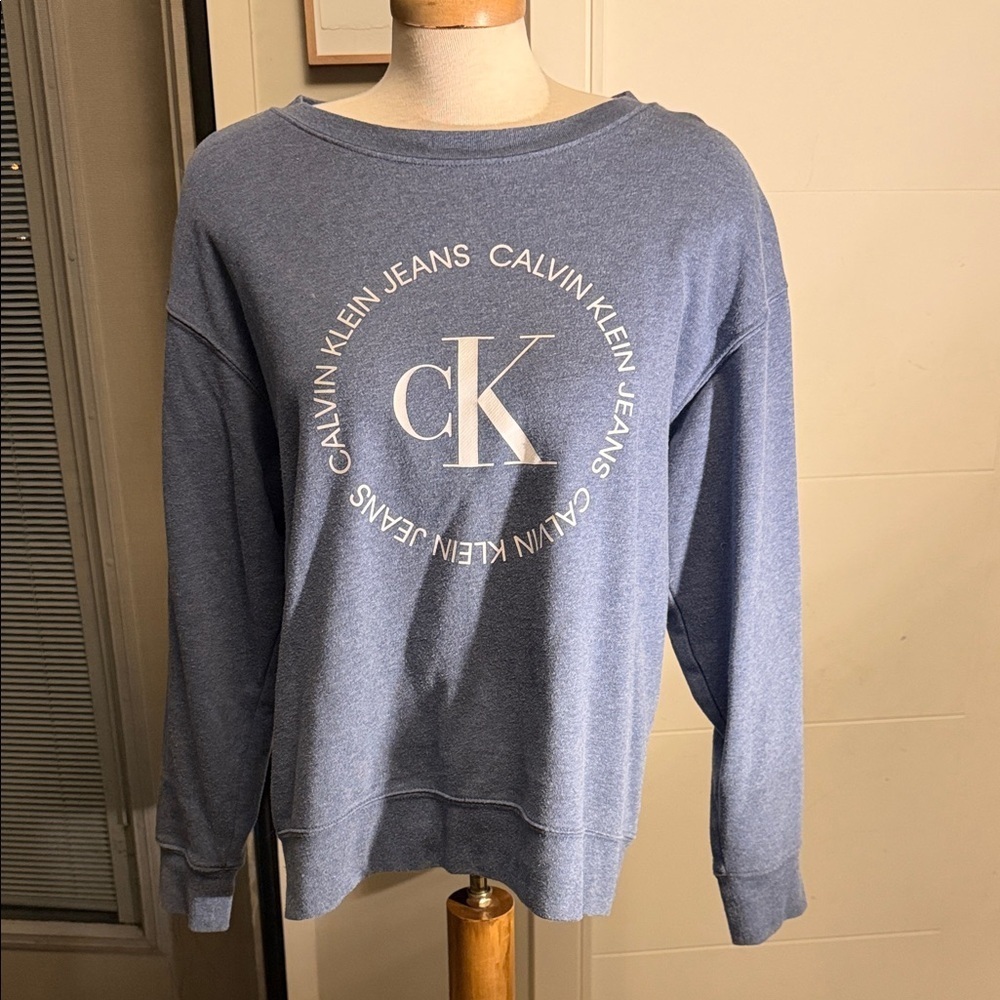 Calvin Klein Denim Blue Logo Sweatshirt - Picture 5 of 9